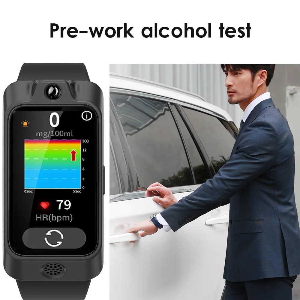 ROCAR Breath Alcohol Tester and Smart Watch with Infrared Body Temperature measurement