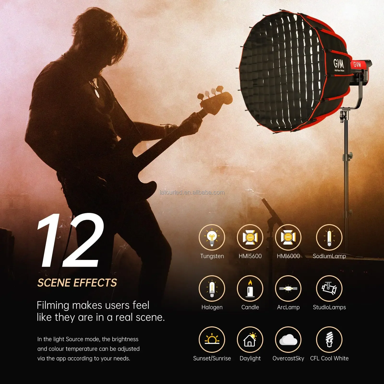 GVM Official PRO SD300B 300W High-Performance LED Light for Video Production DMX & APP Control 51100 Lux Adjustable 2700-6800K