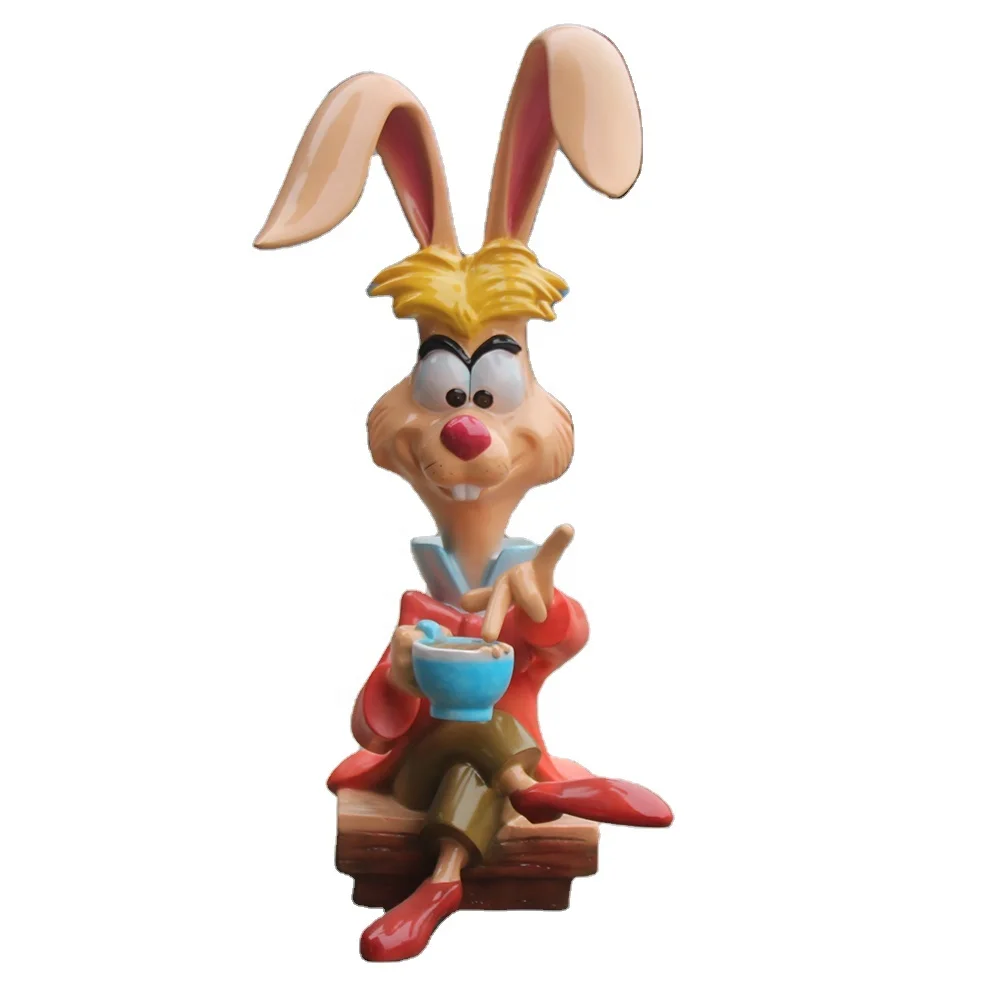 Fiberglass Cartoon Rabbit Animal Sculpture Staue Model