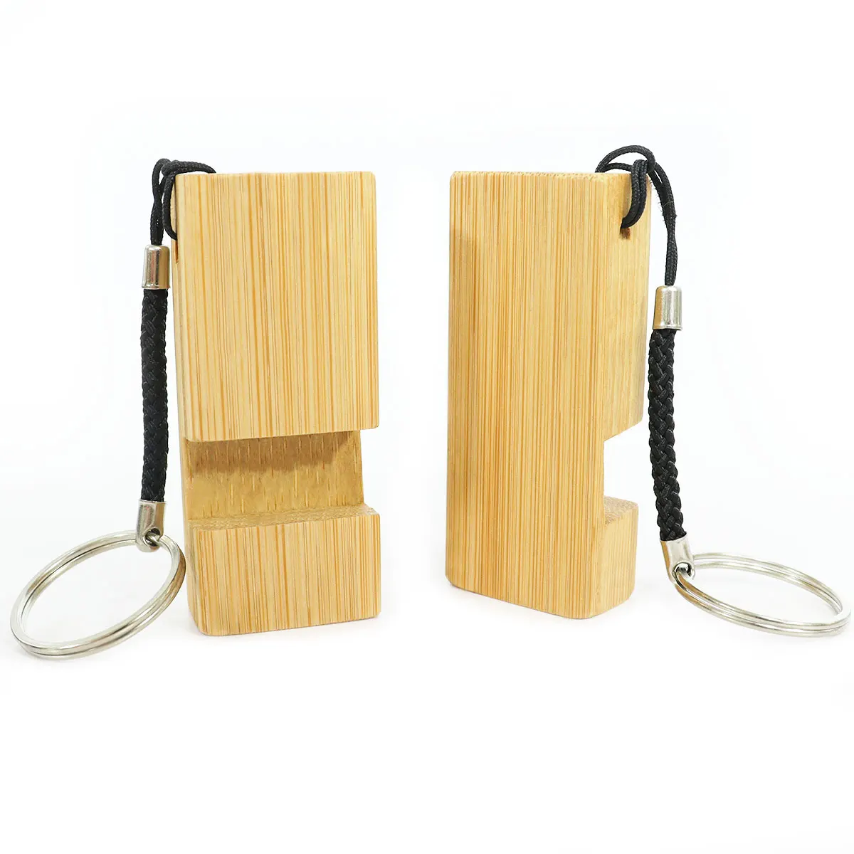 portable Engravable Personalized Blank keyring accessories key chain phone standee wood key chains bamboo phone stand holder