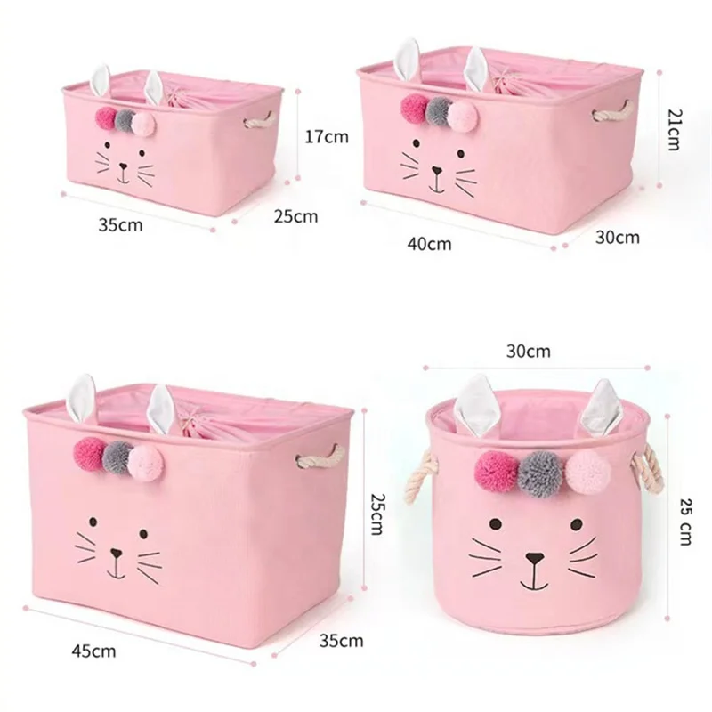 Cartoon kids toys boxes laundry hamper bags Cute socks underwear snacks box bins Folding clothing storage basket with handles