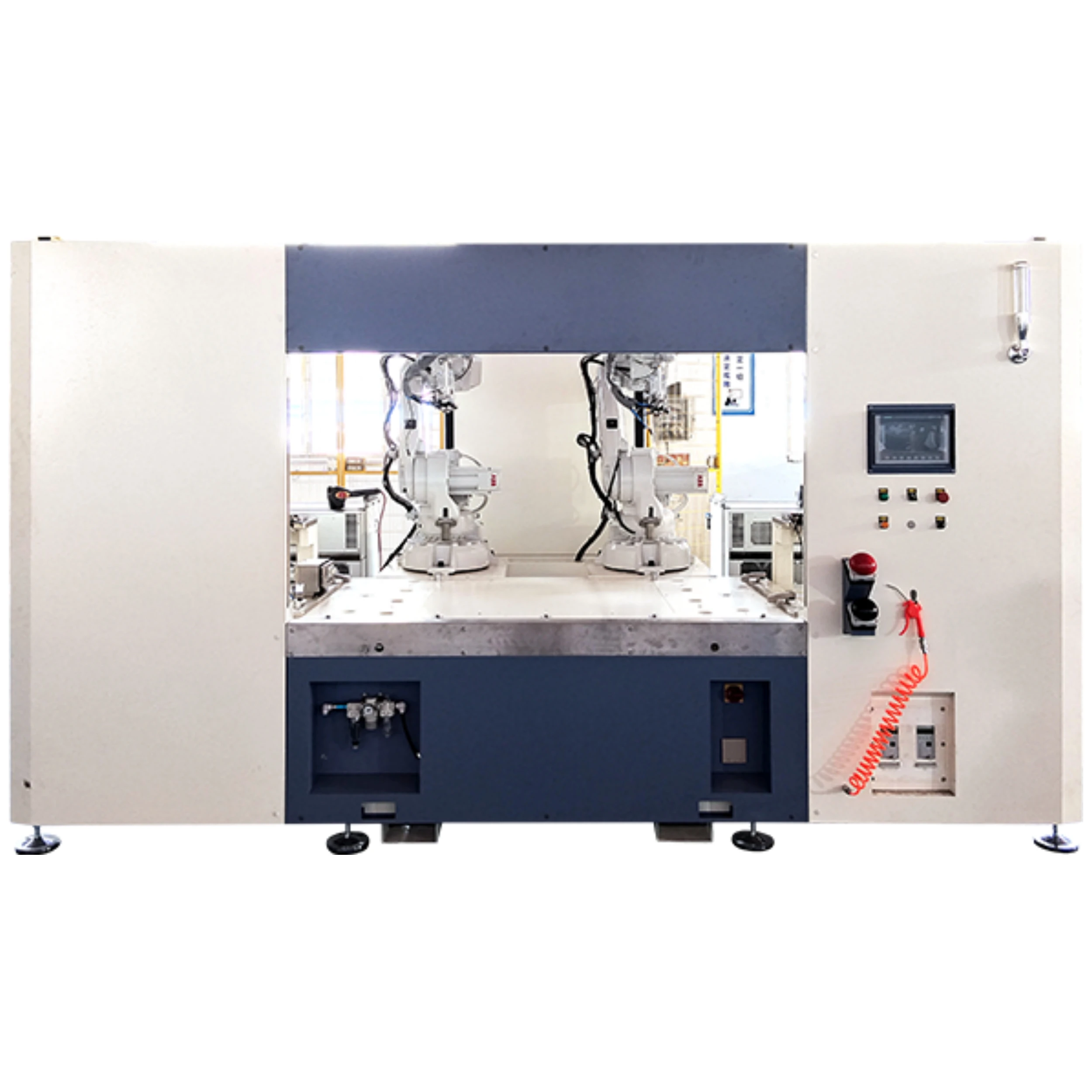 Two Robot hand ultrasonic welding machine car pillar trim panel robotic ultrasonic weld equipment