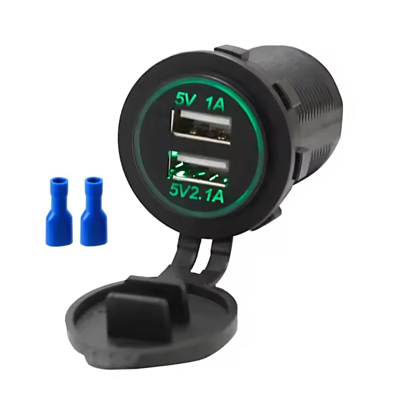Input 3.1A Panel Mount 2.1A Dual Port Charger 12V Dual USB Socket for RV Car Bus Boat