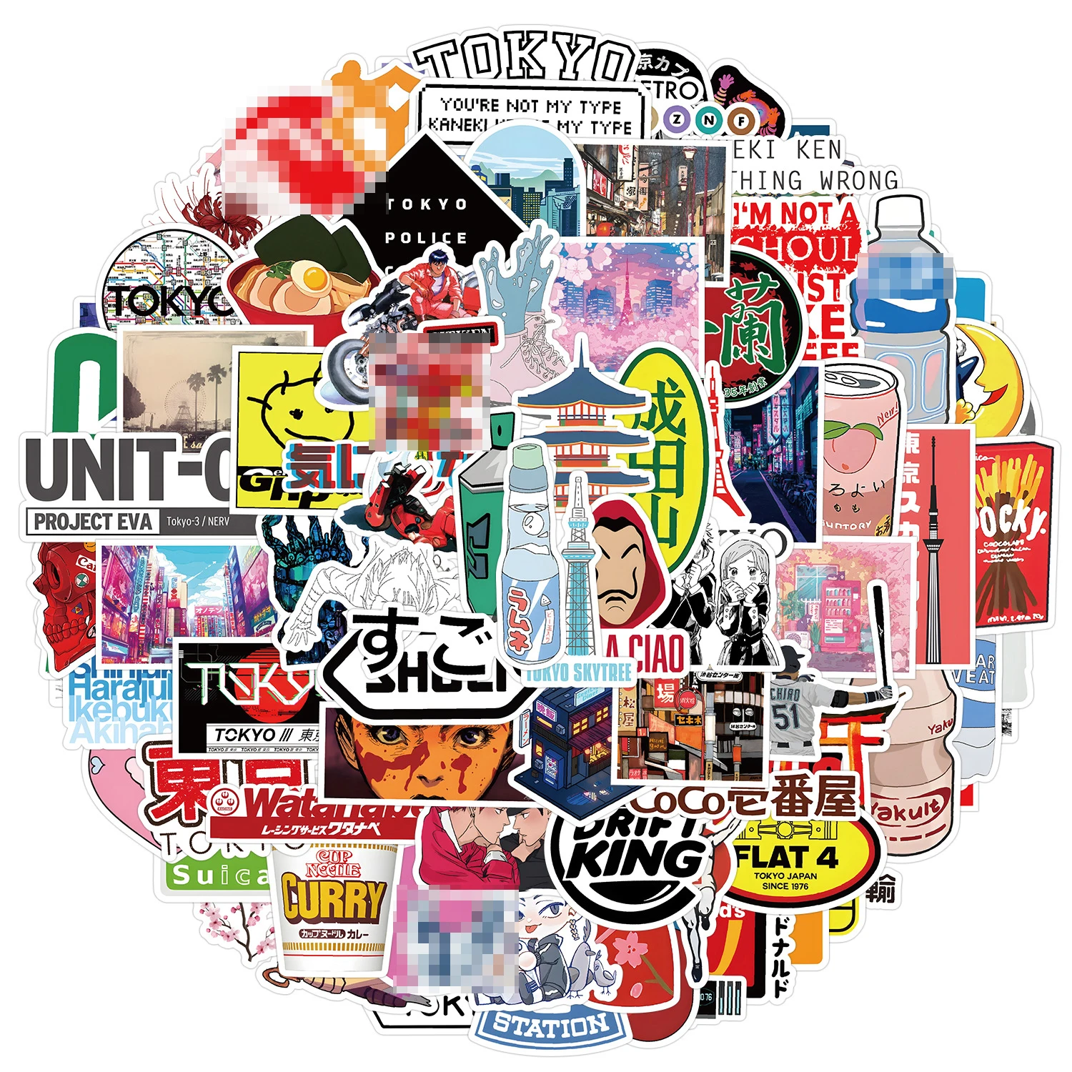 100Pcs Fashion Japanese Pop Logo Graffiti Stickers For Phone Skateboard Decor Tokyo Shibuya Tide JDM Sticker