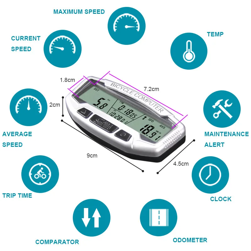 Brand new Wired  bicycle trip computer cyclometer Cycling Odometer Cycle Meter Speed Sensor Exercise Rainproof