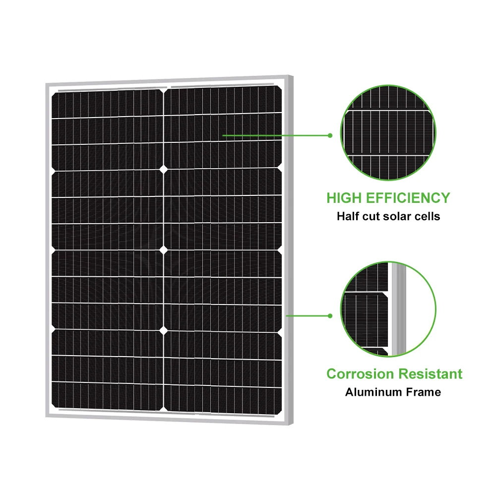 NEI 50W MONO PERC Powerful Solar Panel Complete Kit Solar Panel Electricity Production