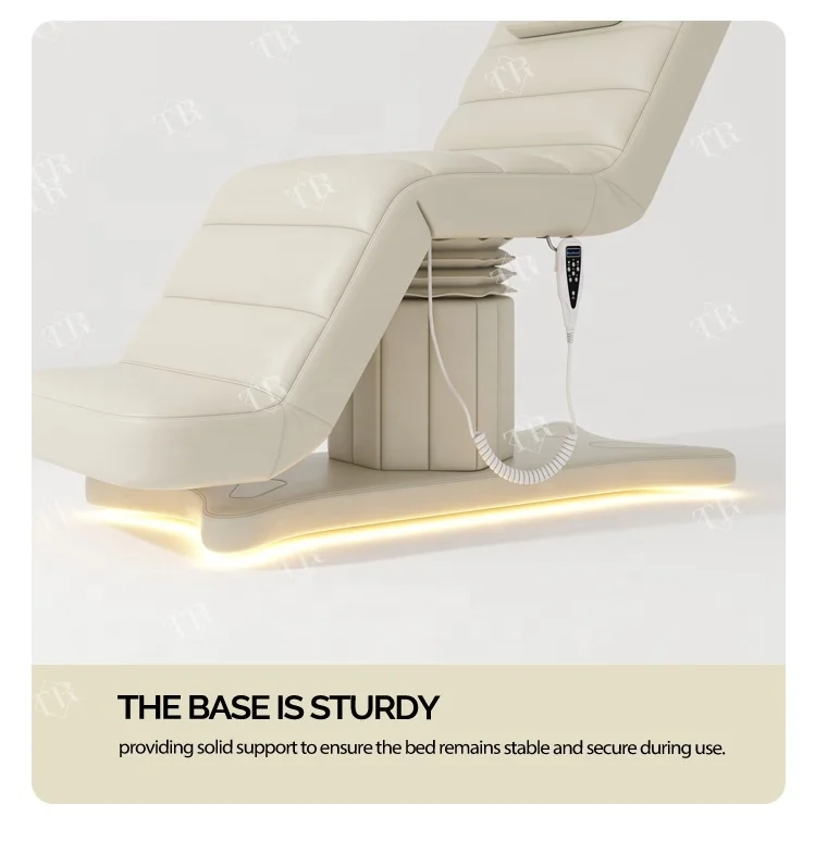 Turri Beauty Lash Bed Spa Salon Eyelash Chiropractic Massage Table Custom Adjustable Electric Brown LED Salon Furniture Modern