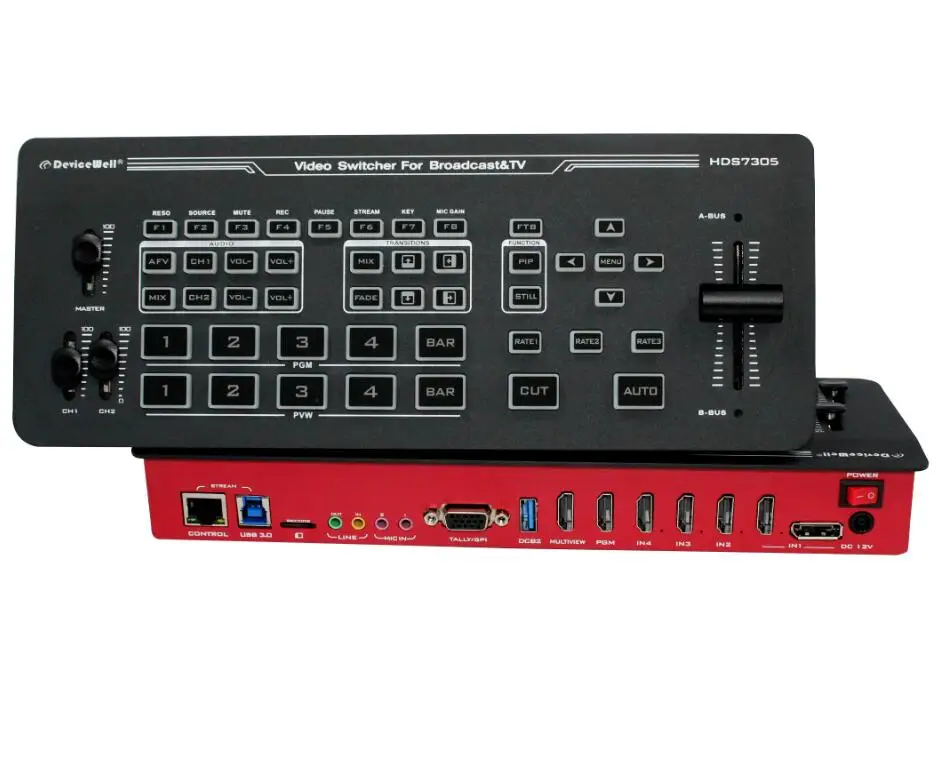 DeviceWell HDS7305 2023 версия 5-канальный живой UVC RTMP потоковая запись PIP T-bar HD видео микшер