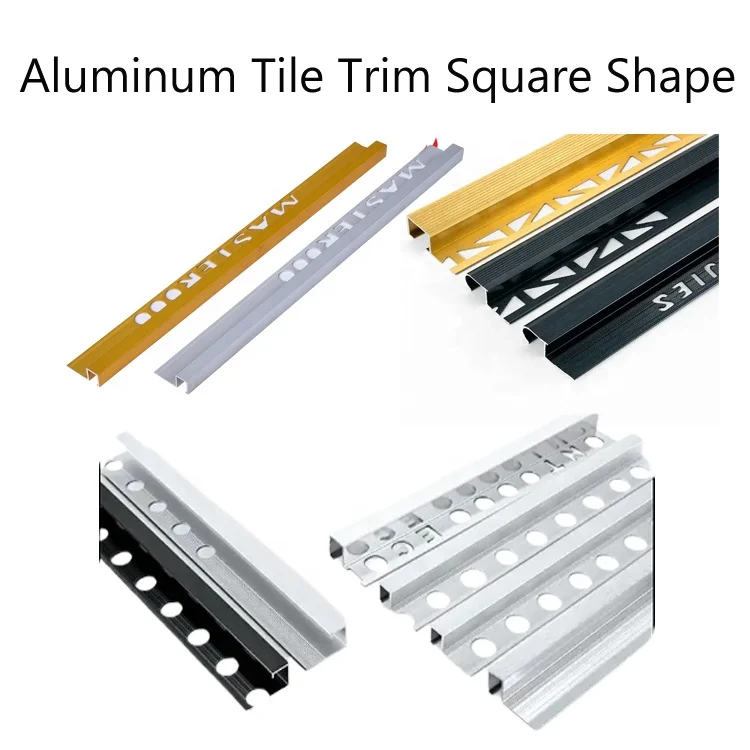 Waterproof Aluminum Transition King T L Square Round Shape Metal Wall Tile Edge Trim Corner Profile Gold Aluminum Tile Trims