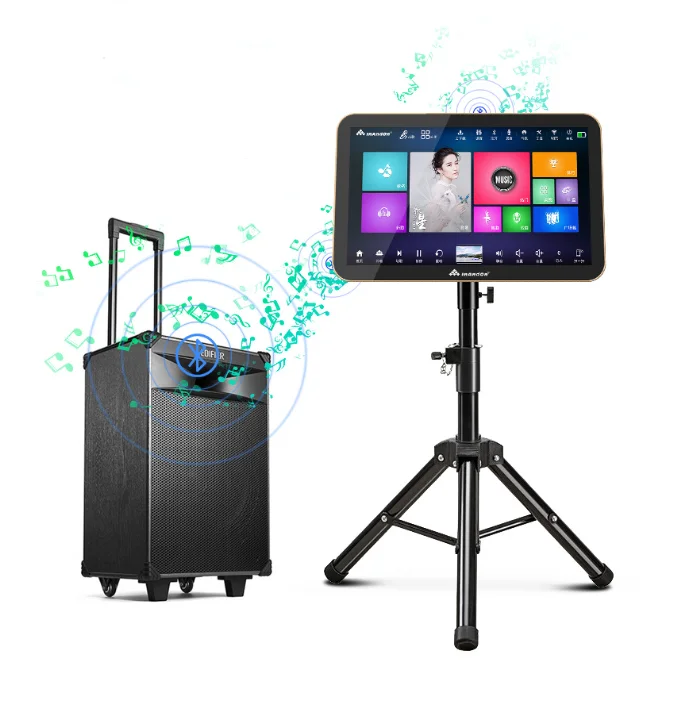 18,5 'беспроводной сенсорный экран все-в-одном мобильный портативный открытый караоке-аппарат