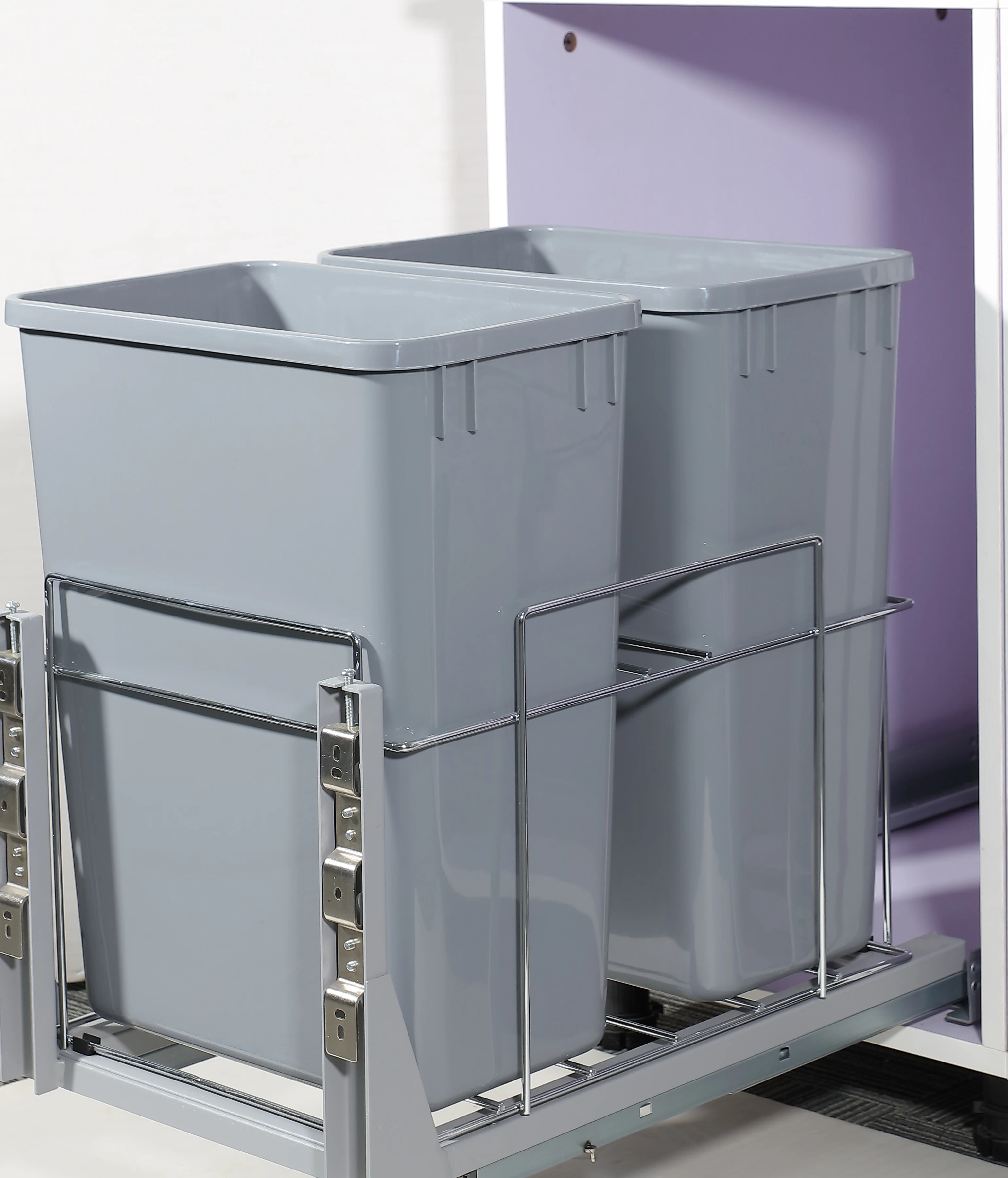Мусорное ведро gruwl 70 л для вытаскивания под шкаф 2x31 кварт (62 Qt) раковиной регулируемое кухонного мусорного бака