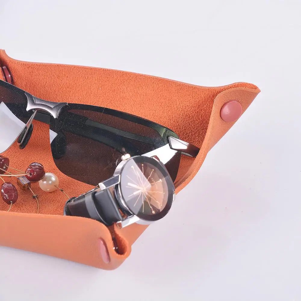 Soft Pu Leather Jewelry  Organizer Velvet  Tray Storage Tray Jewelry Tray with Snaps