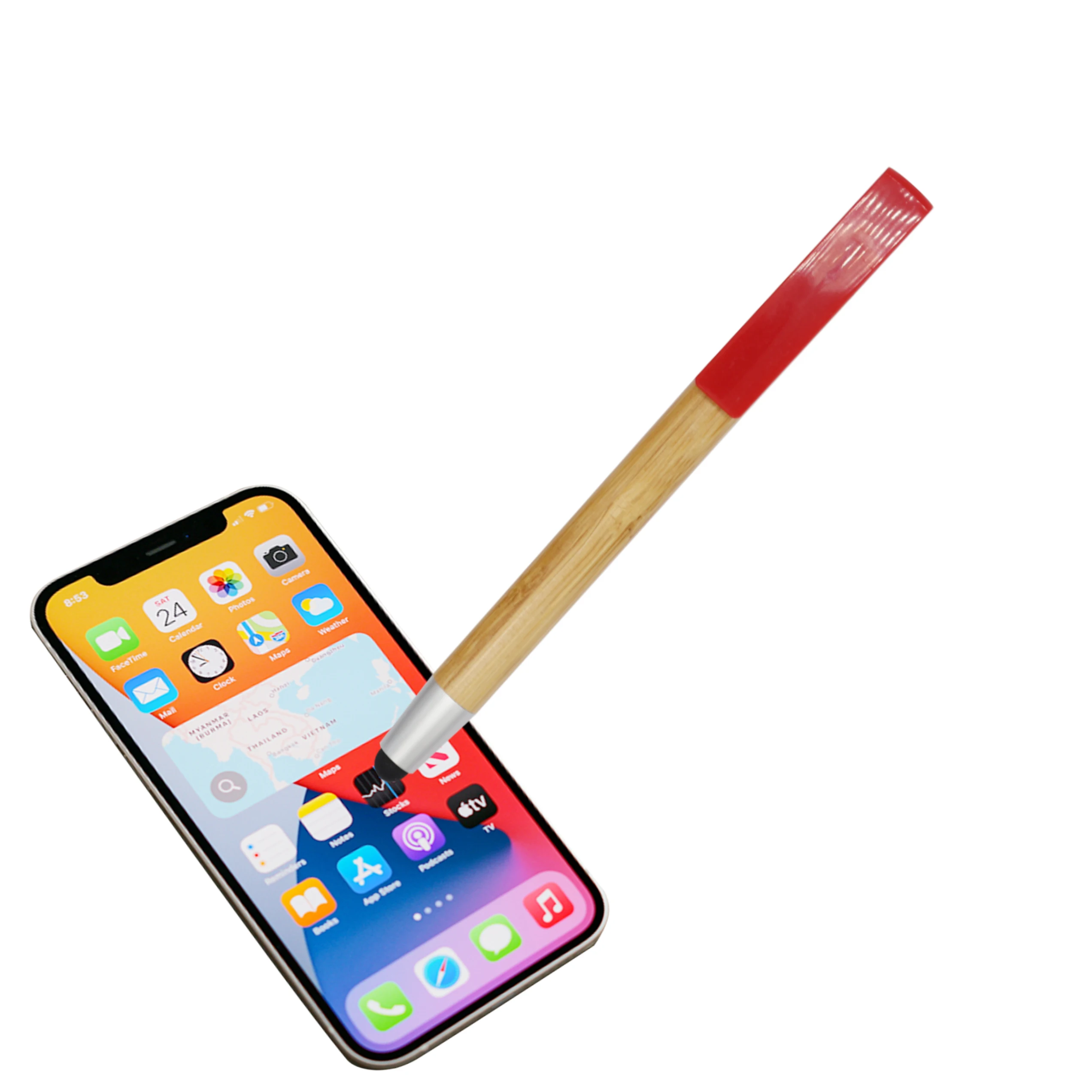 2021 hot selling stylus bamboo Phone hold touch pen with customized logo for phone