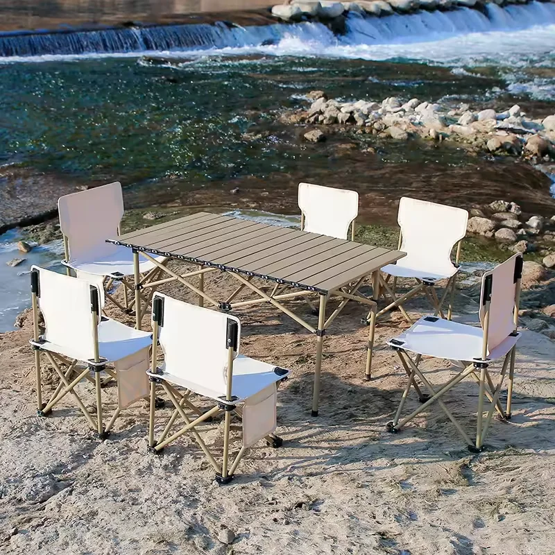 Camping Aluminum Folding Table Egg Roll Up Lightweight Foldable Table Portable Camp Table for Picnic Barbecue