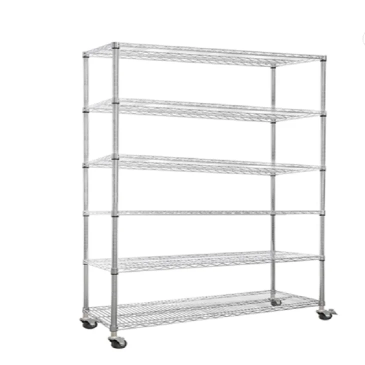 Heavy Duty 5 Tier Chrome Plating Anti-static Household Display Metal Storage Wire Shelf NSF Approval Wire Rack Shelving