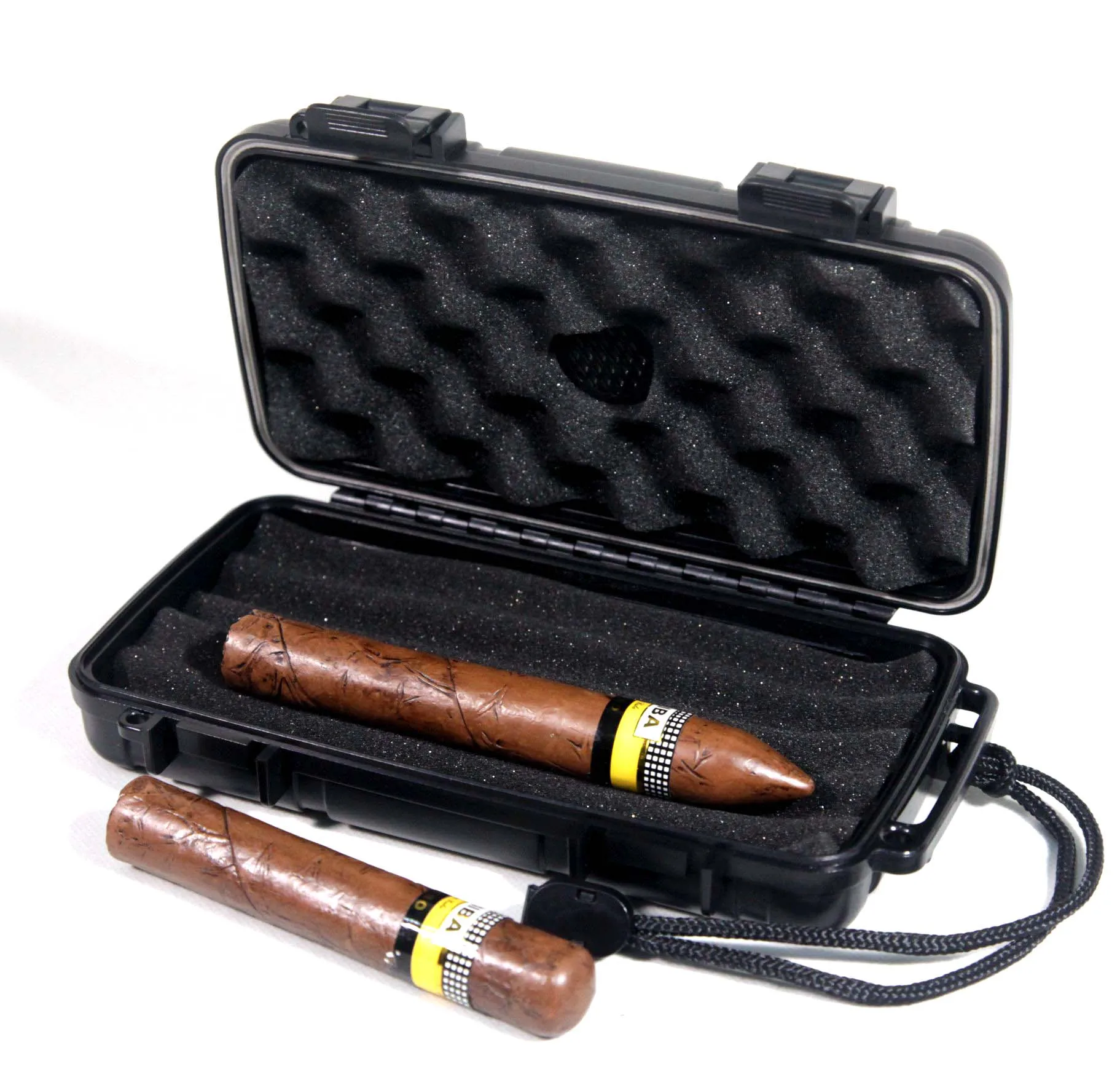 
Hot Sale Hard Plastic Waterproof Cigar Humidor Case with Customized foam Travel Cigar Set  (1600140076603)