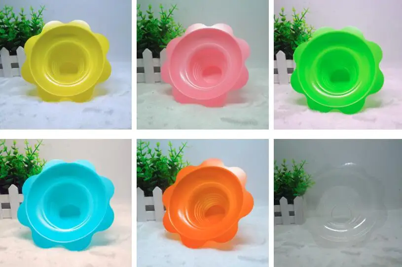 Custom Logo Disposable Flower Shape PinK Green PET 4OZ 8OZ 12OZ Shaved Ice Cup