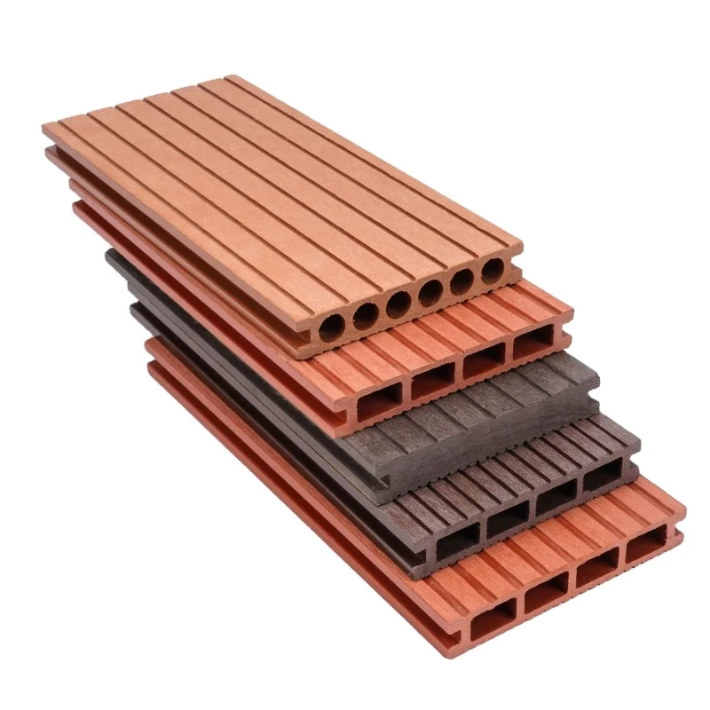 Square Hollow Plastic Wood Composite Flooring 3d Grain Embossed Wpc Outdoor Garden Decking Easy Install Tile