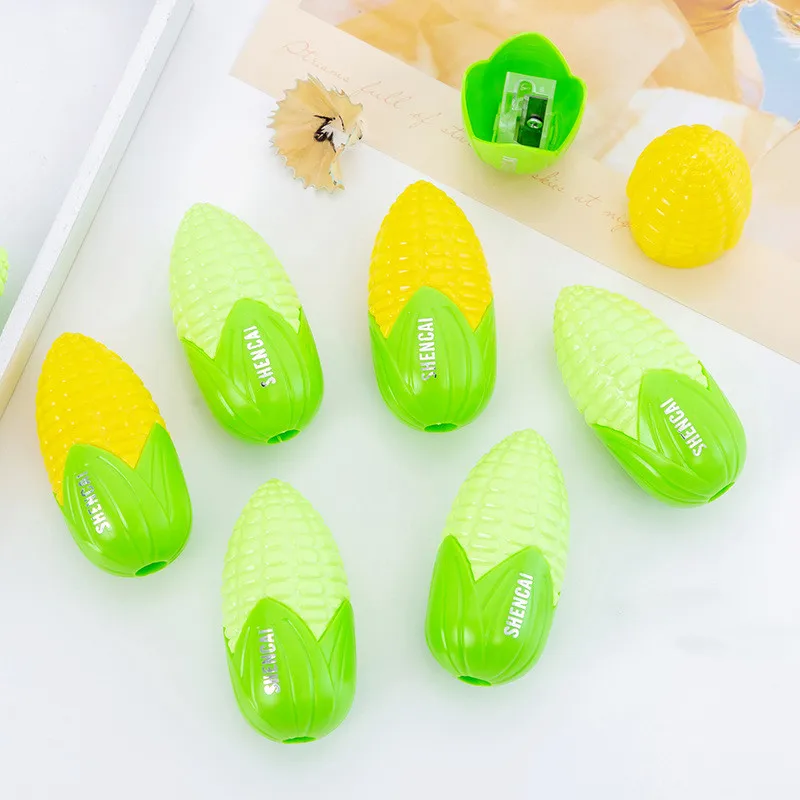 Promotional Gift School Stationery Kawaii Cute 3D Corn Shape Plastic Kids Student Pencil Sharpener
