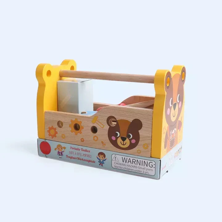 Kids Early Educational Toy Wooden Toolbox for Role Play & Simulation Model Tool Toys Set