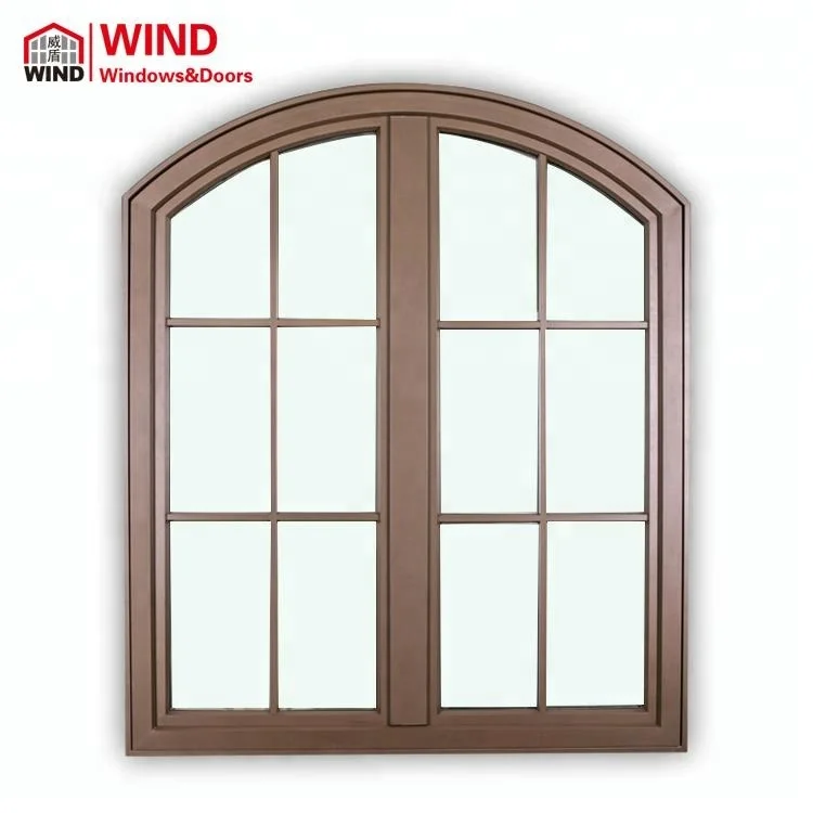 Aluminum Wood Door and Window Grill Design Arch Shaped Windows