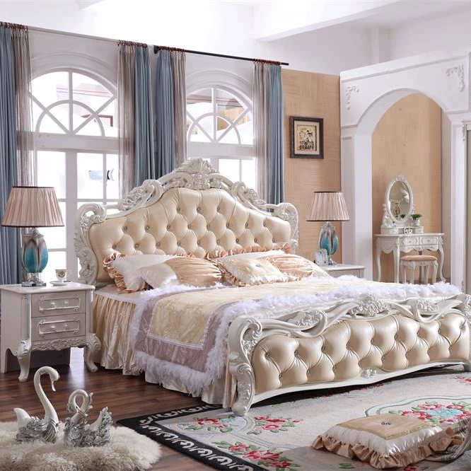 2021 design new art woodcarving double bed soft tail European bed Exquisite queen king bed for bedroom