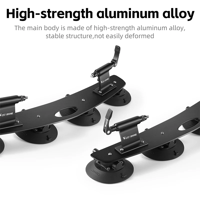 WEST BIKING Bicycle Suction Cup Rack With Storage Bag Aluminum Alloy Suction Cup Roof-Top Rear Bike Rack Car Roof Bicycle Rack