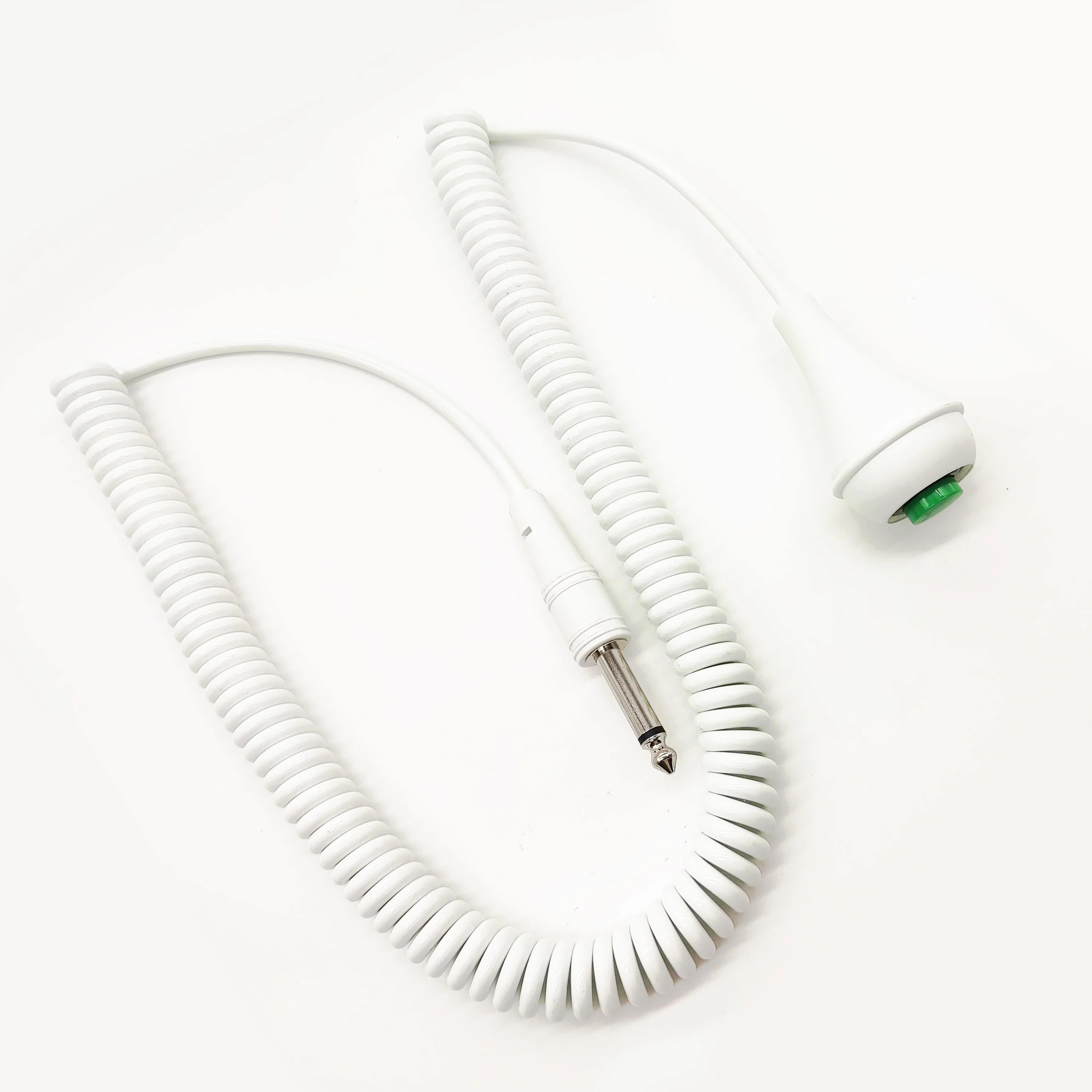 Pushbutton to 6.35 Plug Spiral Coiling Cable Customized Coiled Cables High Flexibility Spring Wire