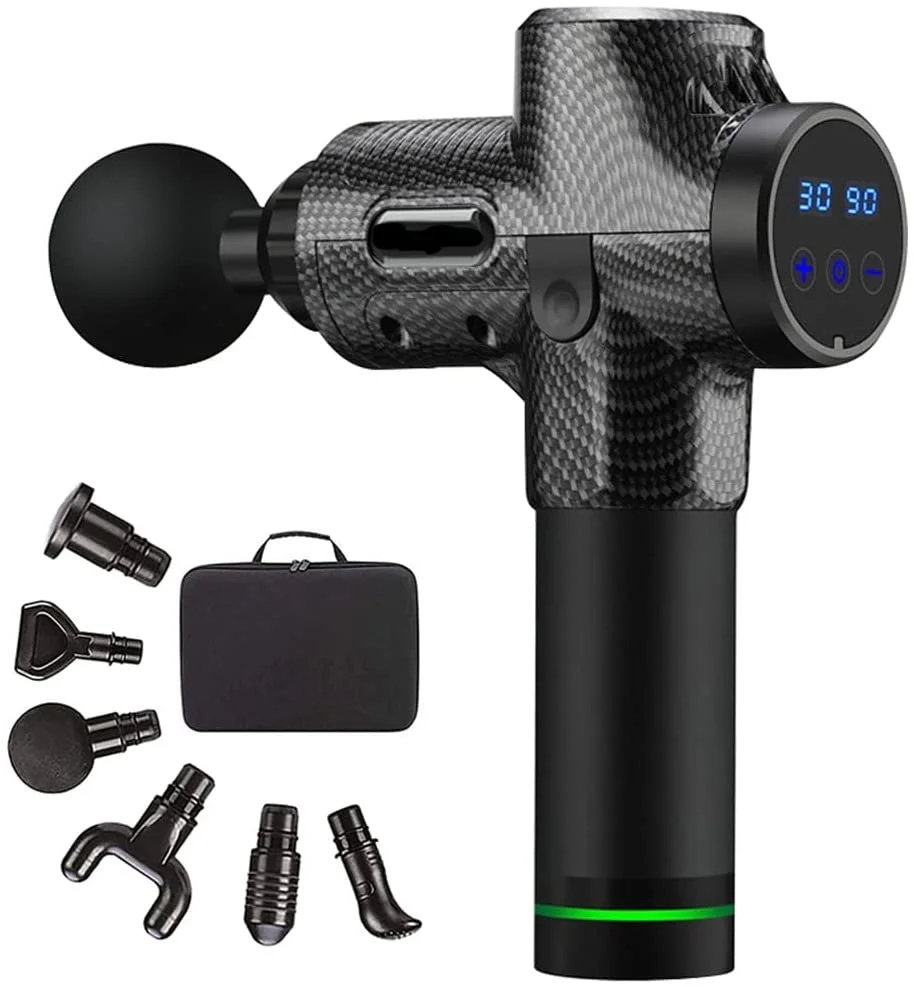 Professional Pressure Sensor Body Gun Private Label Cordless Deep Tissue Vibration Muscle Massage Gun With 6 Massage Heads
