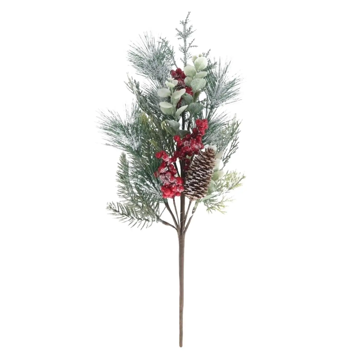 Xmas Decor Party & Holiday Supplies Eucalyptus Pine Leaf with Pinecones and Berries Pine Needles Stems Frosted Christmas Picks