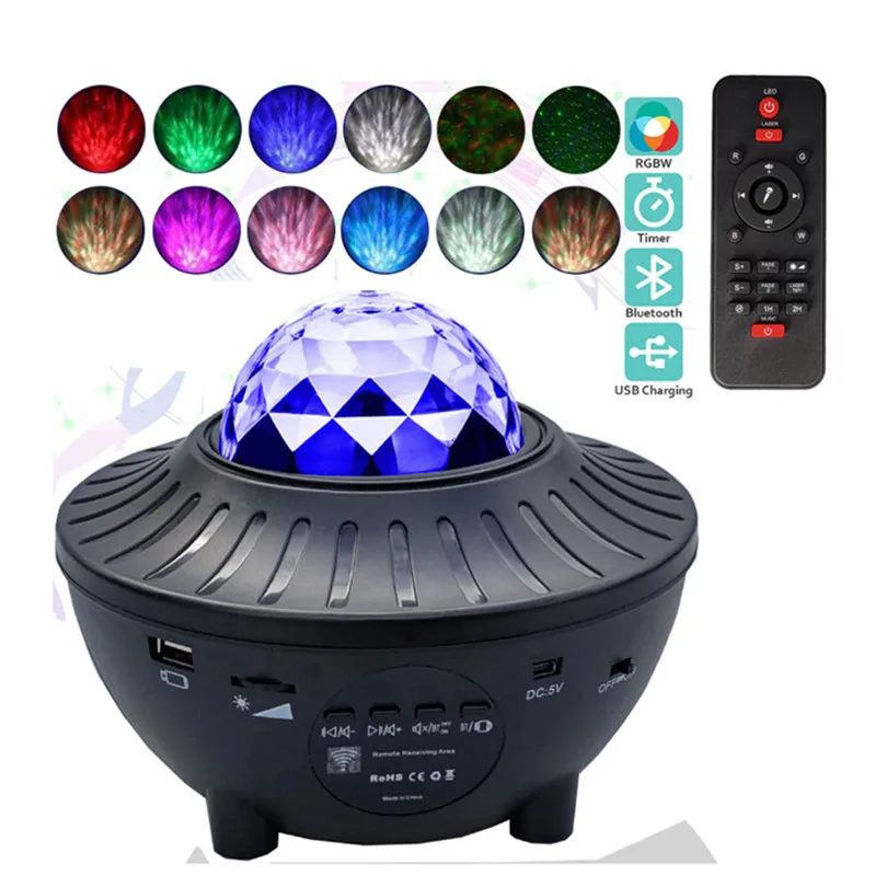 
New 3D Remote Control Moon Baby Kids Room Led Sky Music Starry Laser Lamp Christmas Star Light Projector Night Light 