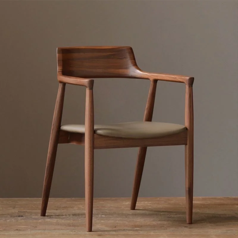 Кресло в скандинавском стиле с подлокотником из массива дерева кресло Кеннеди В президентском новый китайский кожаный обеденный стул для