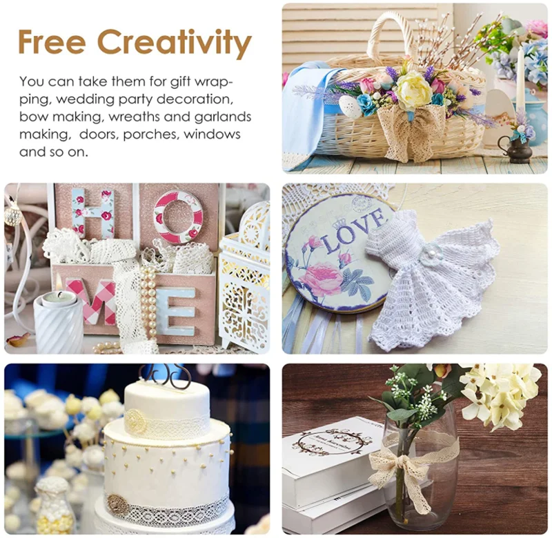 Cotton Lace Trim DIY Craft Delicate Lace Ribbon for Sewing Craft, Gift Wrap