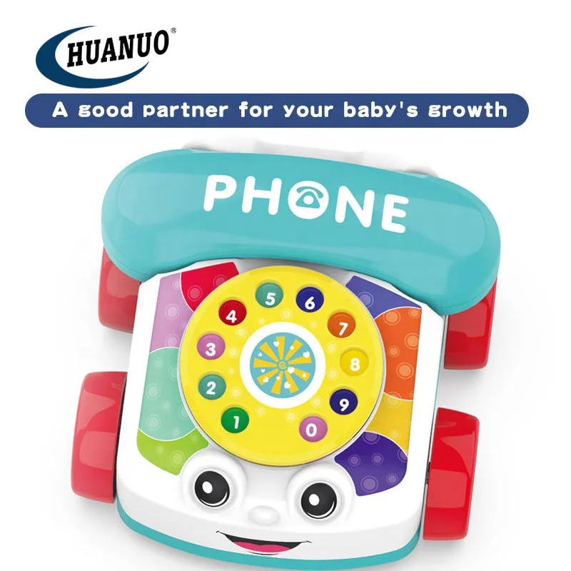 HUANUO Wholesale Early Education Walk-along Phone Toy pull along kids mobile phone popular baby toys