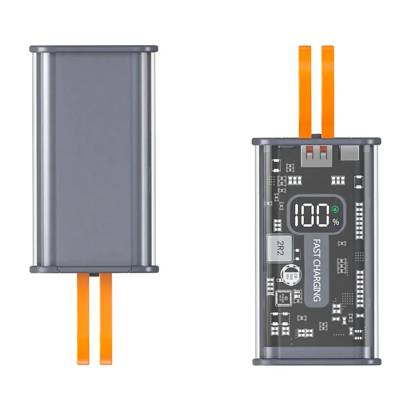 Transparent Portable laptop Powerbank 10000mah Type C Input & Output Mobile Phone Power Banks with LED Display for iphone