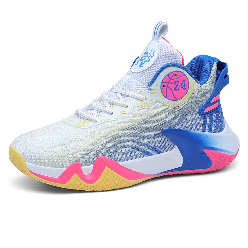 High top basketball shoes new flying nets youth sports shoes PU sole basketball shoes