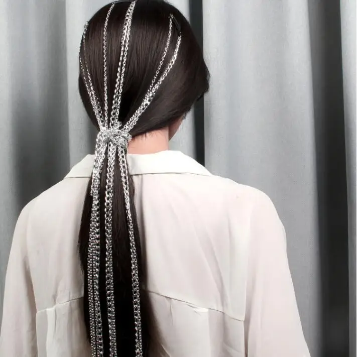 
Wig extension chain Silver plated does not fade Explosion models Headgear head chain BB clip hair chain 