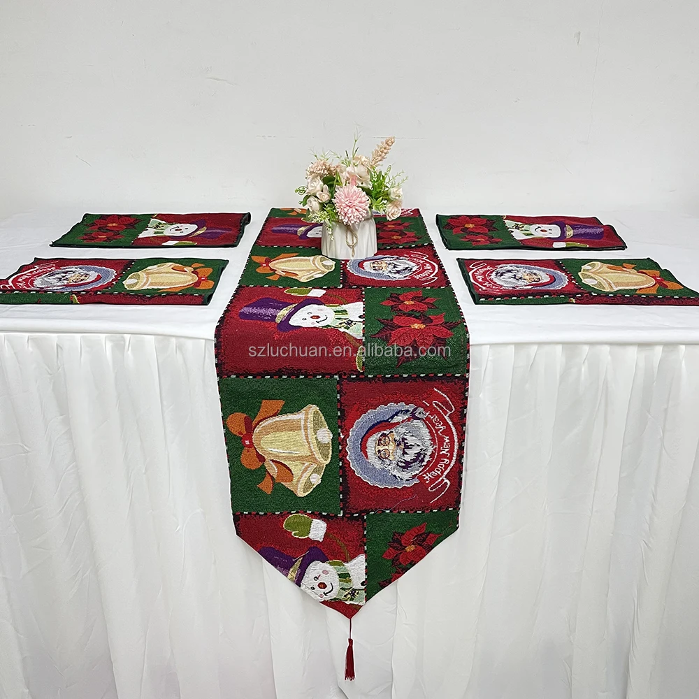 Wholesale Red Christmas Table Runner Cheap Christmas Ornament Table Runner Christmas use Table Runner With Placemats