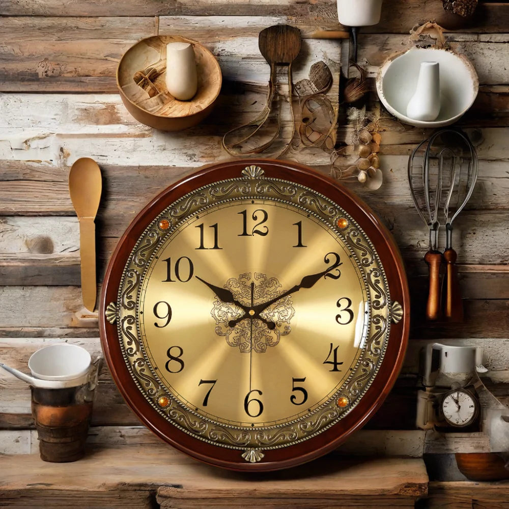 Wall Clock Living Room Clock American Light Luxury Bedroom Pocket Watch Wall-Mounted Atmospheric Quartz Clocks