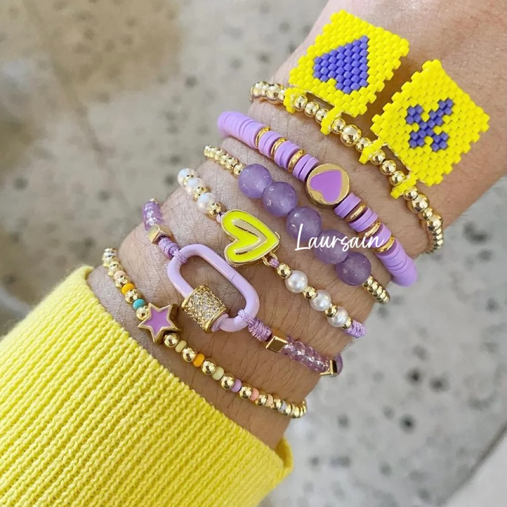 LS-  C1886 Jewelry bracelet set daily wear heart bracelet miyuki beads bracelet for women handmade woven style