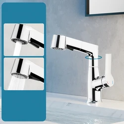 New Modern Bathroom  Pull Down  faucets Brass Single Handle Gun Bathroom Lifting Sink Taps Mixer Basin Faucets