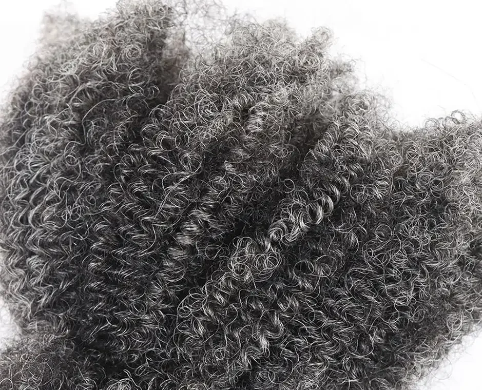 sliver grey salt and pepper color afro  kinky hair bulk 100% human hair wholesale natural soft afro kinky bulk human hair