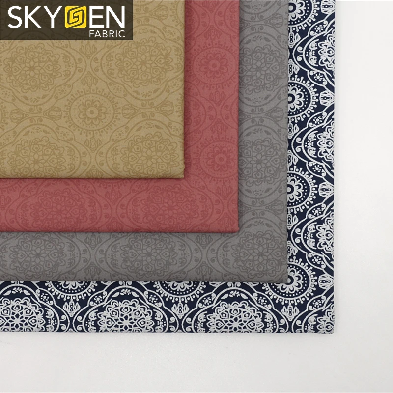 SKYGEN Guangzhou оптовый поставщик шелковистый тканый материал из 100% хлопка с принтом для мужских рубашек 135 г/м2