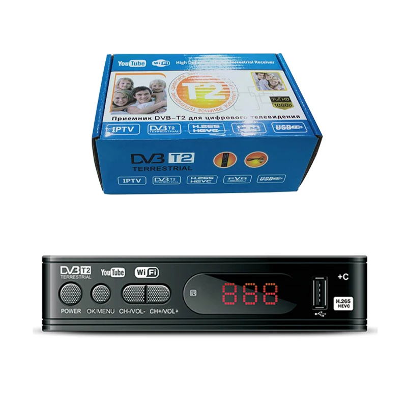 
CE certificated Digital TV Receiver Terrestrial Receiver dvb t2 HEVC H.265 dvbt2 Fta Set Top Box Iptv Decoder dvb-t2 