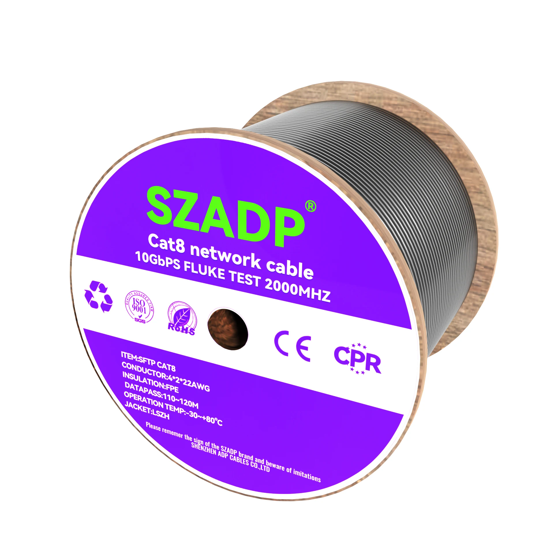 High Performance 305m LAN Cable CAT8 Pure Copper Conductor with PVC/LSZH Sheath UTP Shield RJ45 Connector 23AWG Ethernet Cable