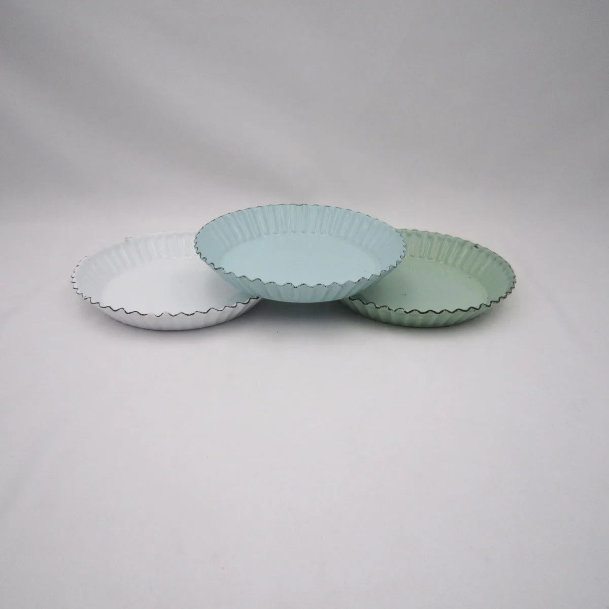 Dia 12 cm Enamel Steel Plate Ice Cream Cold Plate Serving Dish customized available enamel cake plate