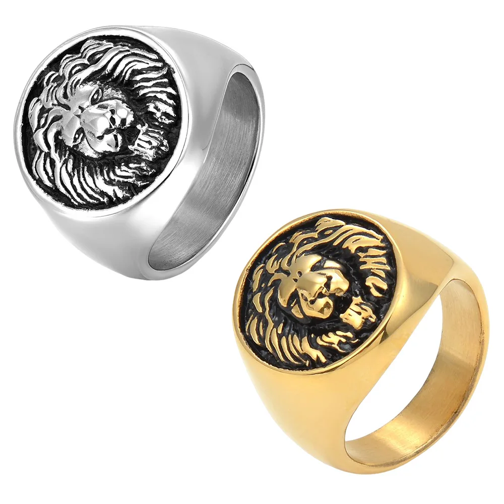 European And American Retro Lion Head Stainless Steel Ring Wholesale Stainless Steel Rings
