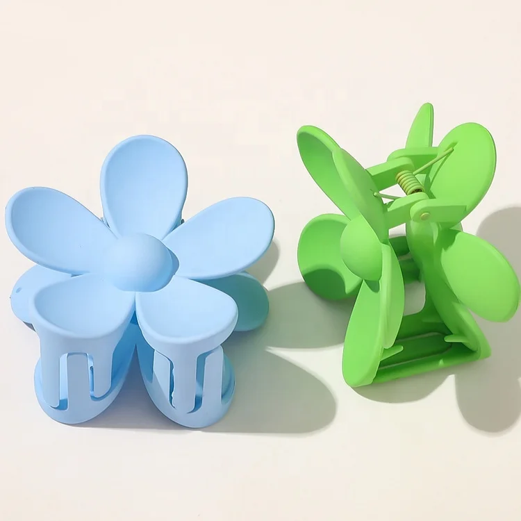 7.5CM Custom Frosted Acrylic Barrette  Elegant Flower Hair Claw Clip For Girls Lady Hair Accessories