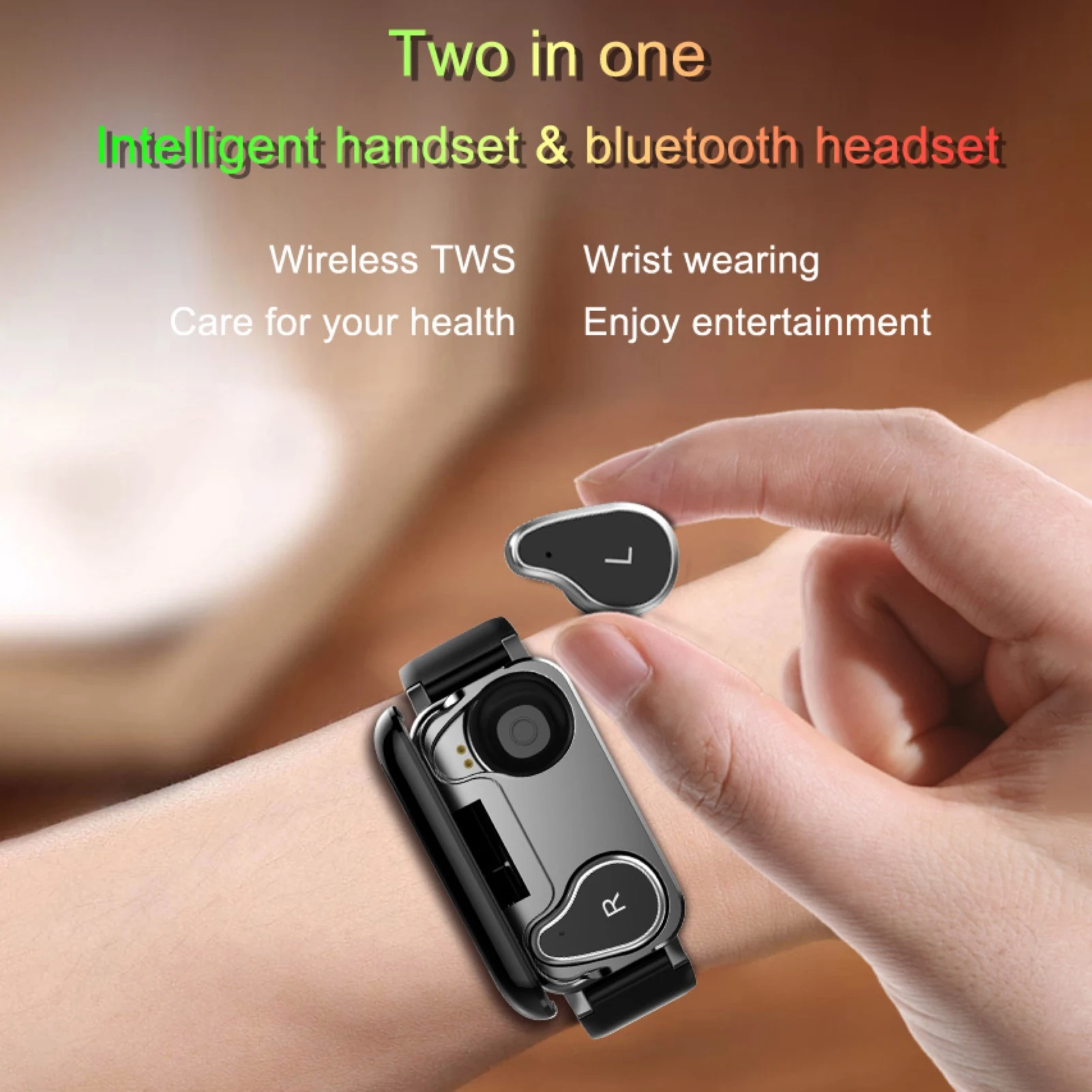High quality hot selling 2 in 1 waterproof reloj smartwatch T89 smart watch with earbuds earphone