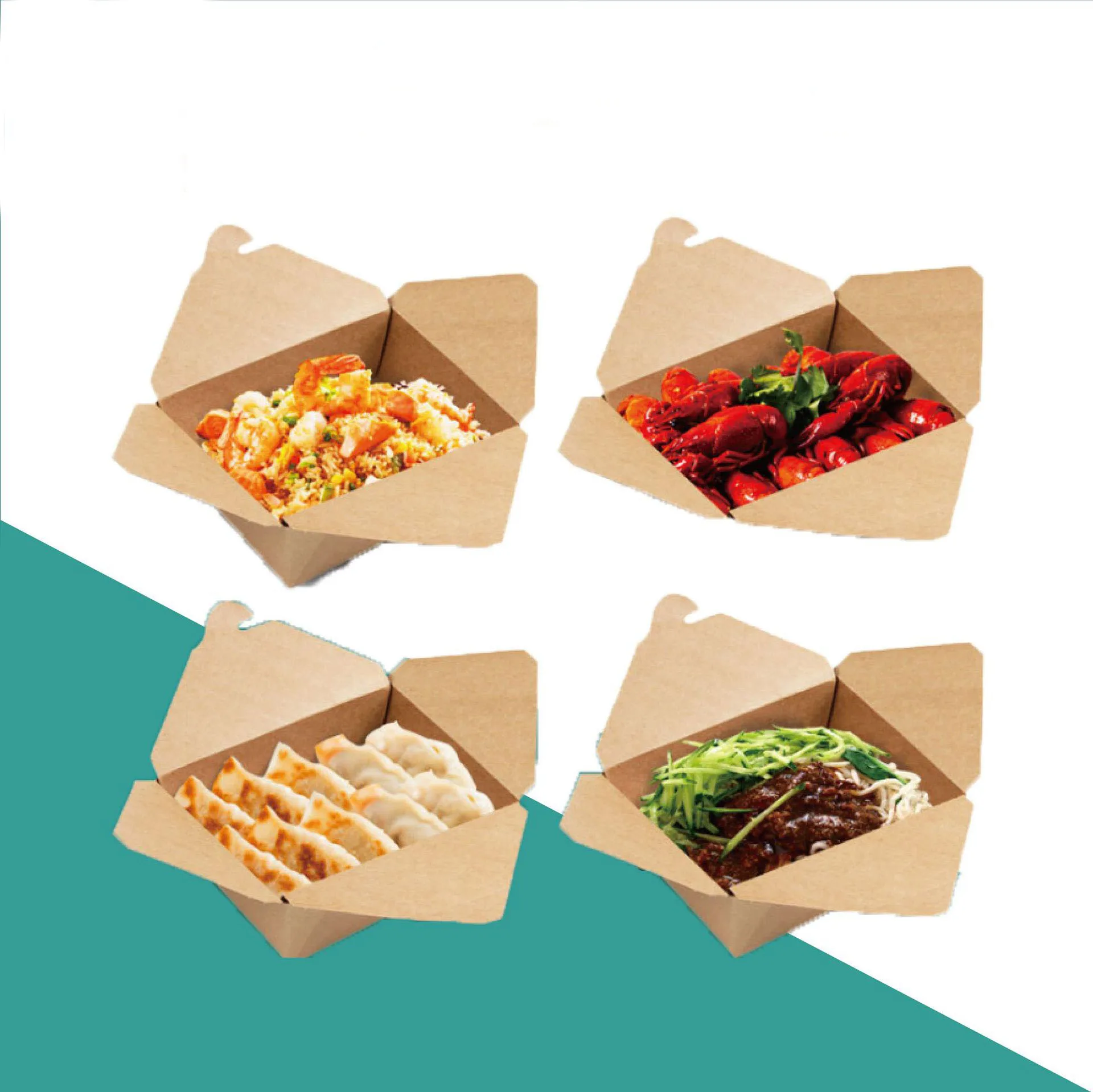 Hot Selling Take Away Fast Food Packaging Brown Kraft Paper Lunch Boxes For Restaurant